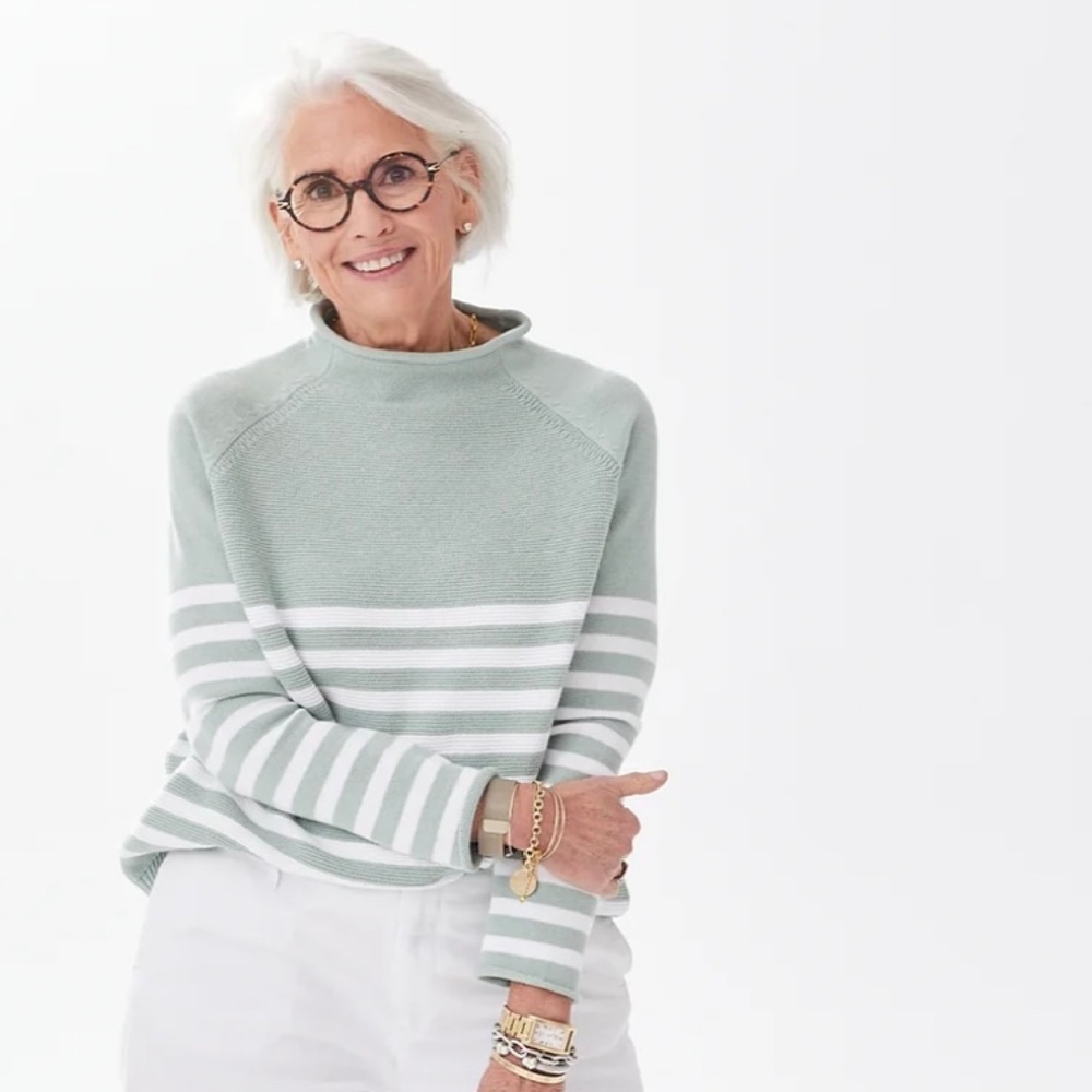 Alice Walk Cotton Mock Neck - Striped